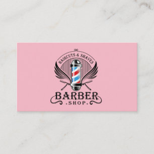 Hair Clipper Barber Shop Pole Pink Business Card
