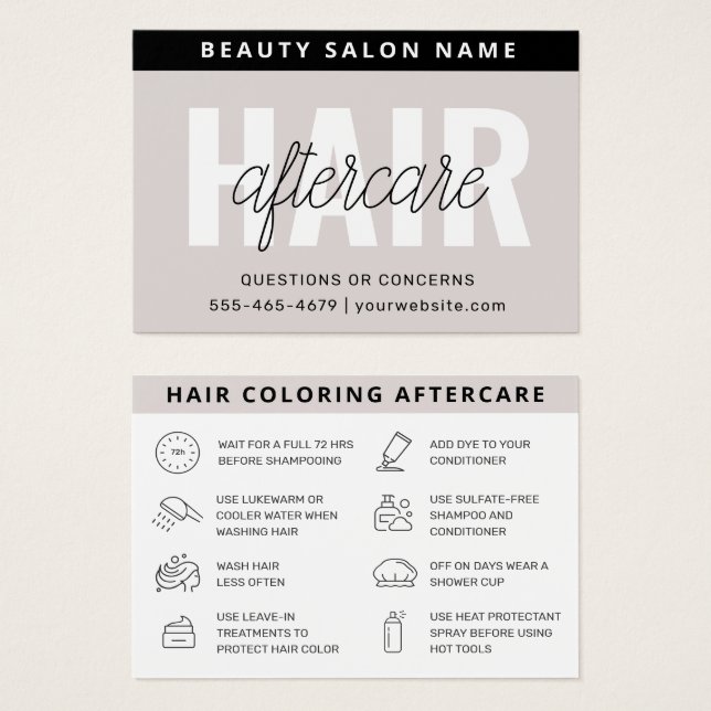 Hair Colouring Aftercare Business Card (Front & Back)