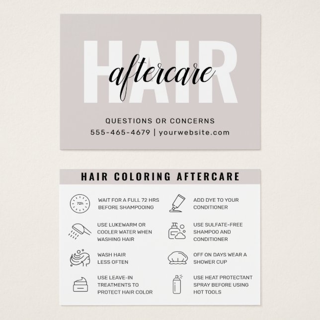 Hair Colouring Aftercare Business Card (Front & Back)
