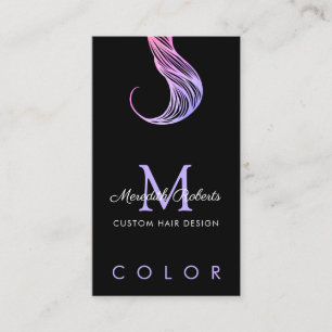 Hair Colourist Stylist Pink Violet Monogram Business Card