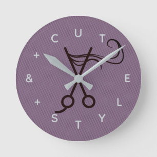 Hair Cut Scissors Letter Numbers Round Clock