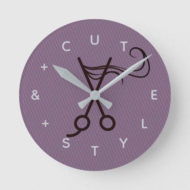 Hair Cut Scissors Letter Numbers Round Clock (Front)