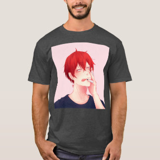 Hair Down Tendou Satori Blue Shirt Pink bg