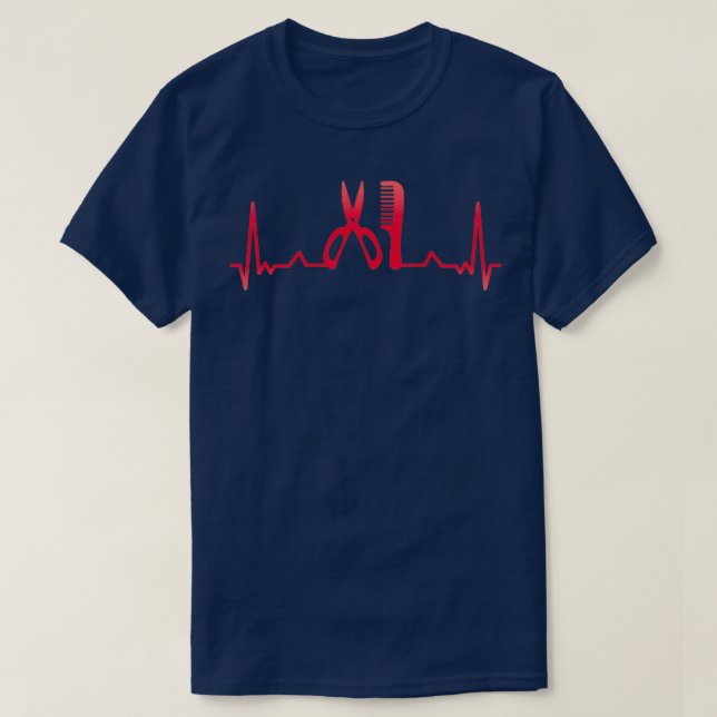 Hair Dresser Barber Heartbeat Xmas Gift T-Shirt (Design Front)
