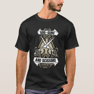 Hair Dresser Barber Shop God Guns Scissor Hair Sty T-Shirt