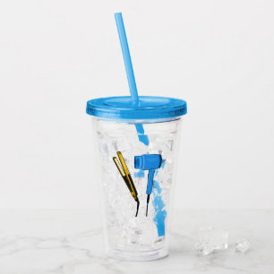 Hair dryer & hair straightener illustration acrylic tumbler