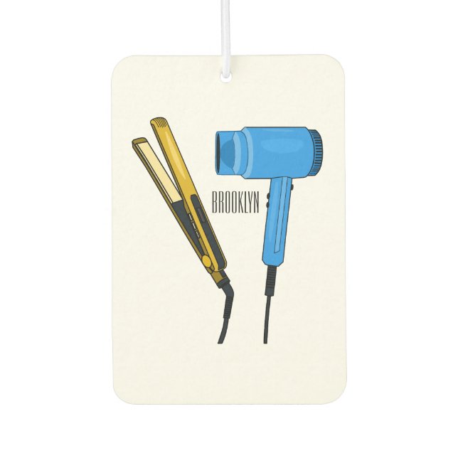 Hair dryer & hair straightener illustration car air freshener (Front)