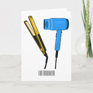 Hair dryer & hair straightener illustration card