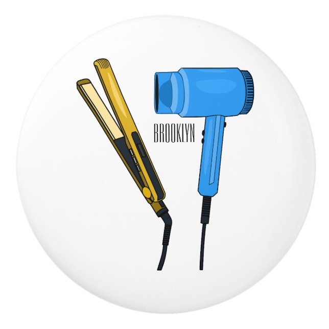 Hair dryer & hair straightener illustration ceramic knob (Front)