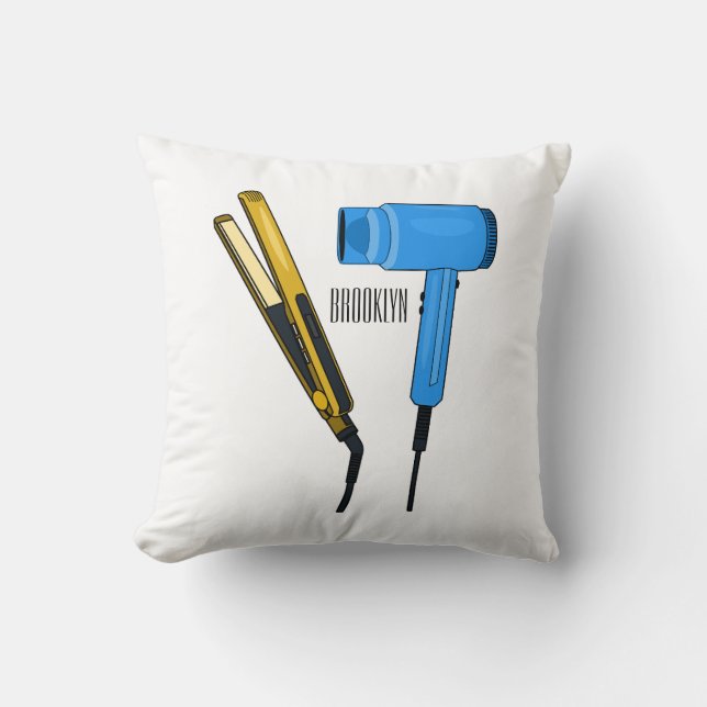 Hair dryer & hair straightener illustration cushion (Front)