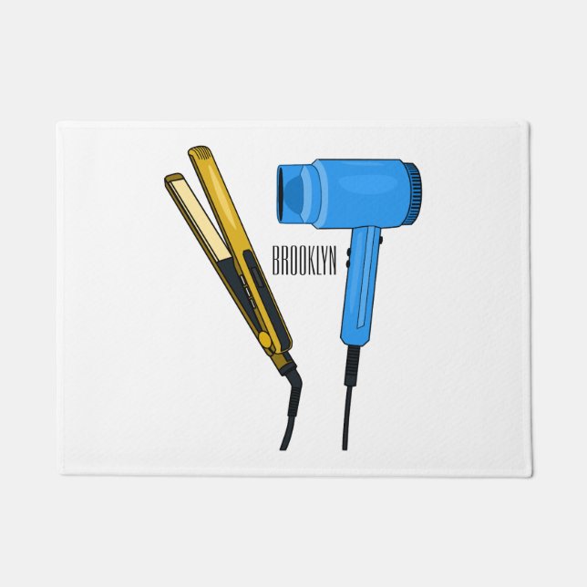 Hair dryer & hair straightener illustration doormat (Front)