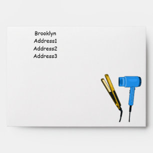 Hair dryer & hair straightener illustration envelope
