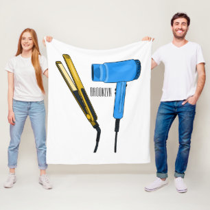 Hair dryer & hair straightener illustration fleece blanket