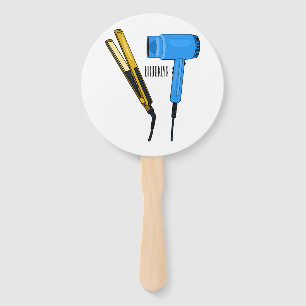 Hair dryer & hair straightener illustration hand fan