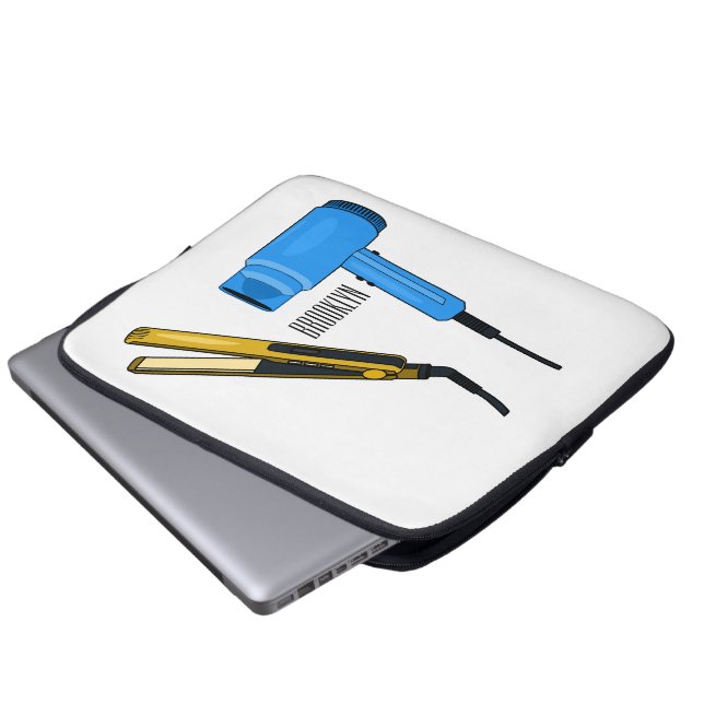 Hair dryer & hair straightener illustration laptop sleeve (Front Bottom)