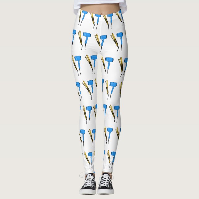 Hair dryer & hair straightener illustration leggings (Front)