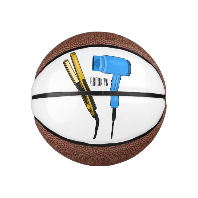 Hair dryer & hair straightener illustration mini basketball (Front)