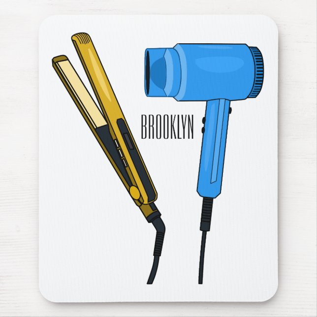 Hair dryer & hair straightener illustration mouse pad (Front)