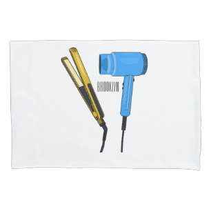 Hair dryer & hair straightener illustration pillowcase