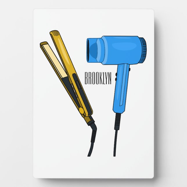 Hair dryer & hair straightener illustration plaque (Front)