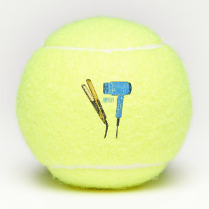 Hair dryer & hair straightener illustration tennis balls