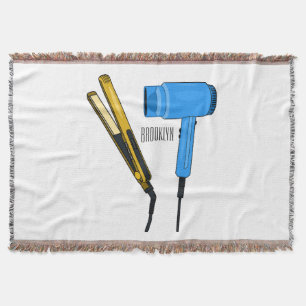 Hair dryer & hair straightener illustration throw blanket