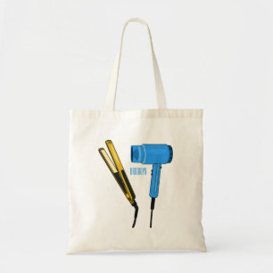 Hair dryer & hair straightener illustration tote bag
