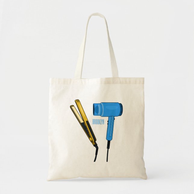Hair dryer & hair straightener illustration tote bag (Front)