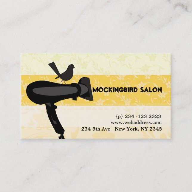 Hair Dryer Mocking Bird Salon Floral  Appointment (Front)