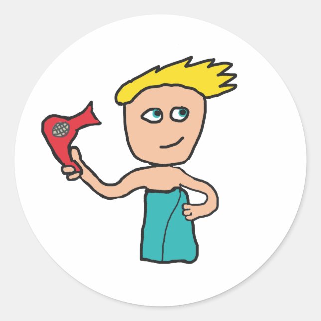 Hair Drying Classic Round Sticker (Front)