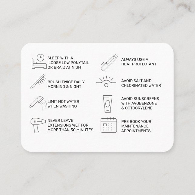 HAIR EXTENSION CARE CARD (pink) (Back)