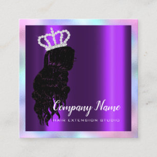 Hair Extension Hair Diamond Purple Square Glitter Appointment Card