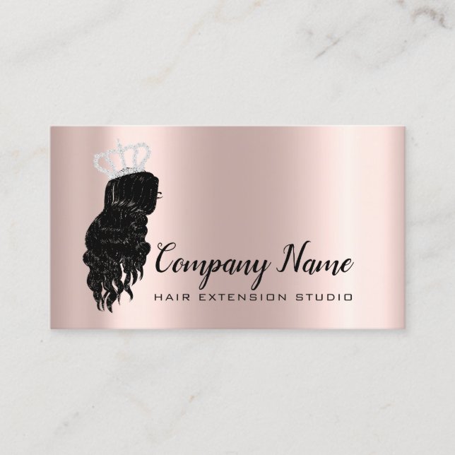 Hair Extension Hair Rose Crown Spark Diamond Appointment Card (Front)