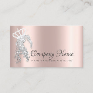 Hair Extension Hair Rose Gold Crown Grey Salon Appointment Card