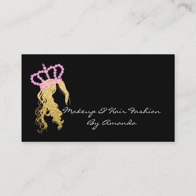 Hair Extension Hair stylist Coffreur Logo Gold Pin Appointment Card (Front)
