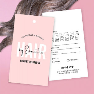 Hair Extensions Boutique Modern Hang Tag Pink