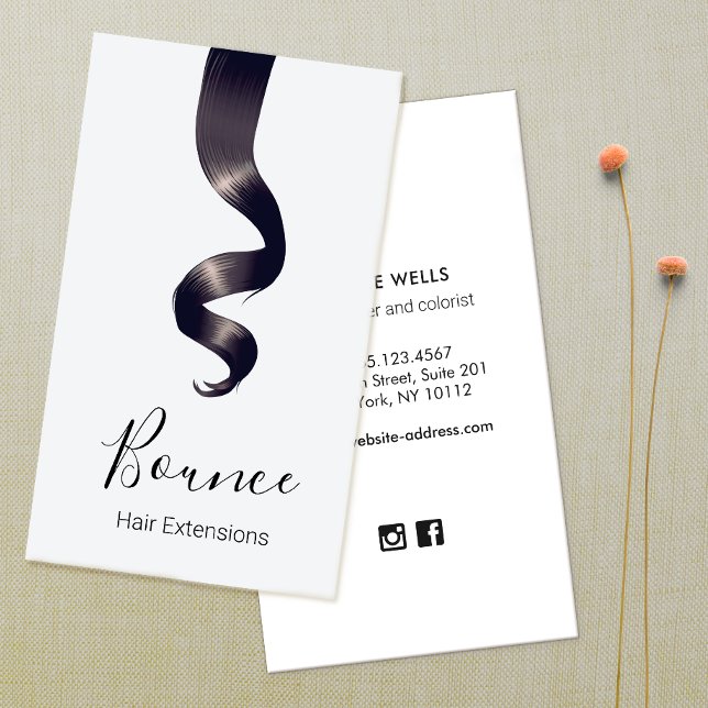 Hair Extensions Stylist Salon Business Card (Creator Uploaded)