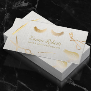Hair & Eyelash Extensions Beauty Salon Linen Business Card