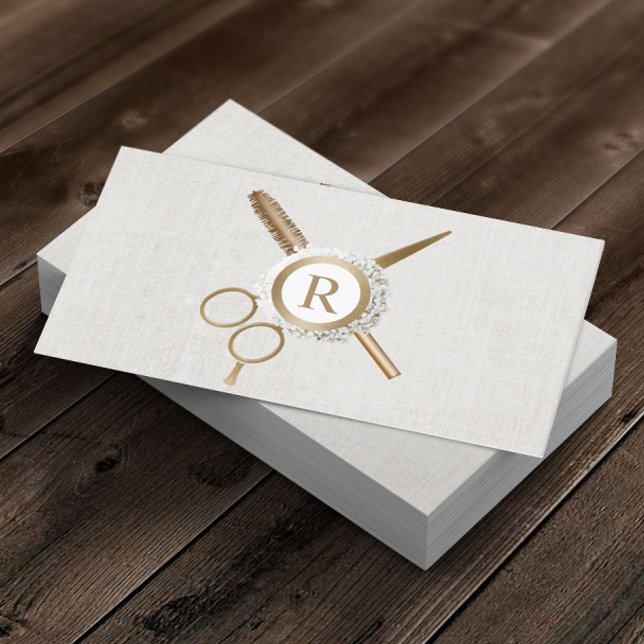 Hair & Eyelash Extensions Gold Monogram Elegant Business Card (Creator Uploaded)