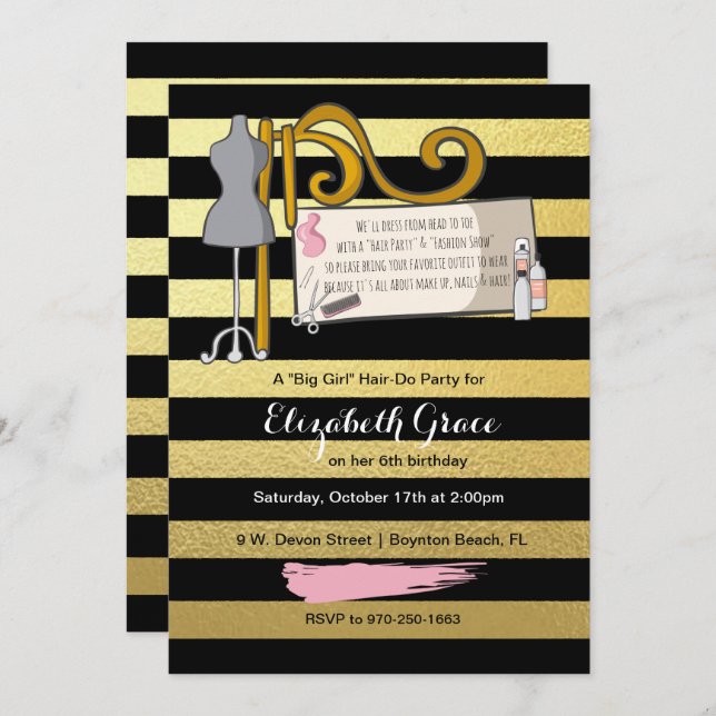 Hair/Fashion Show Party Invitation (Front/Back)