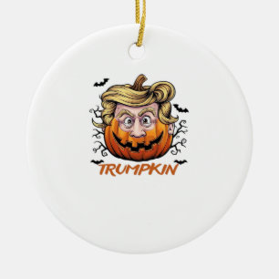 Hair Funny Pumpkin Halloween Boo - Political Humor Ceramic Ornament