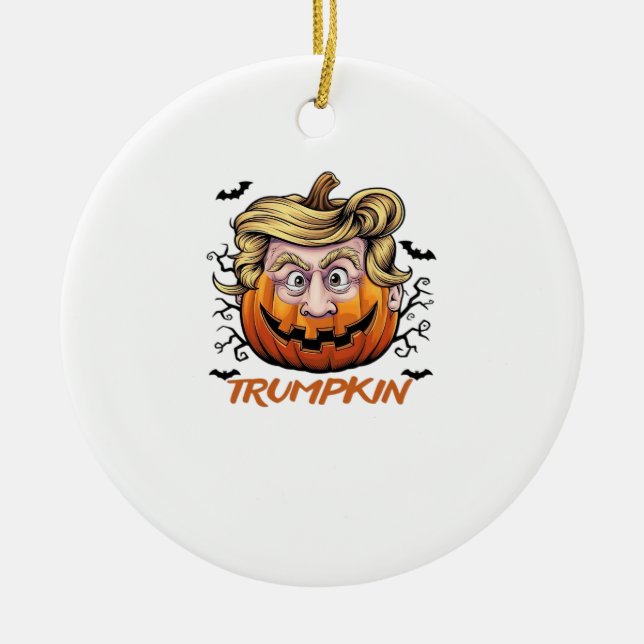Hair Funny Pumpkin Halloween Boo - Political Humou Ceramic Ornament (Front)