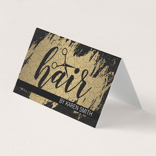HAIR / Gold Brushed / Swirl Pattern Business Card (Front)