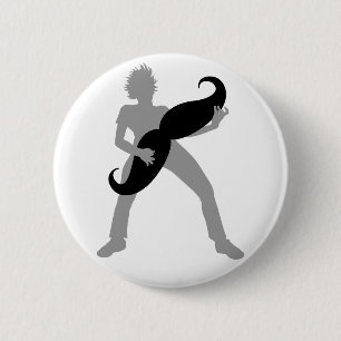 Hair Guitar 6 Cm Round Badge