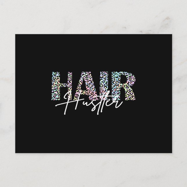 Hair Hustler Hairdresser Leo Print colourful Postcard (Front)