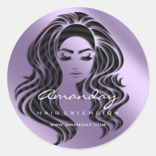 Hair Lash Extension Stylist Makeup Artis Violet Classic Round Sticker
