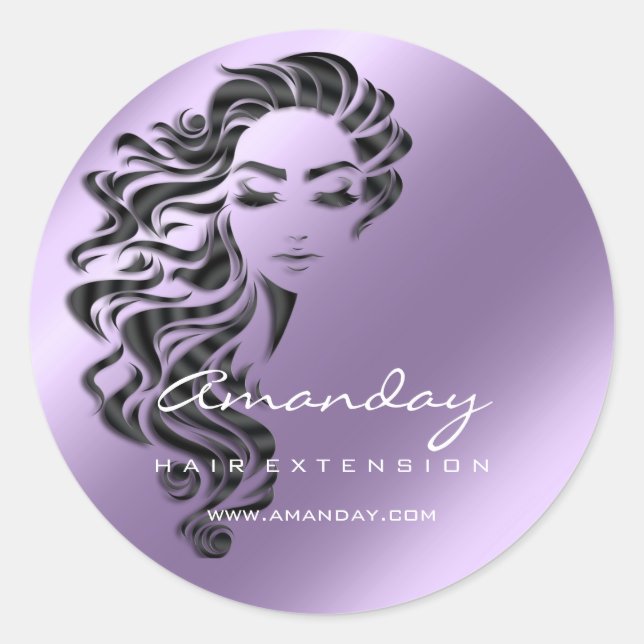 Hair Lash Extension Stylist Makeup Artis Violet Classic Round Sticker (Front)