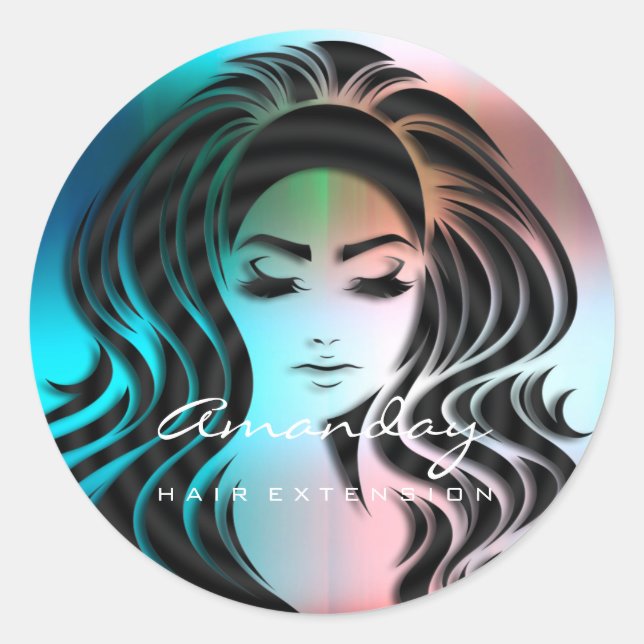 Hair Lashes Extension Stylist Makeup Black Ombre Classic Round Sticker (Front)