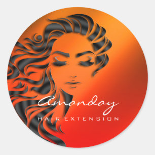 Hair Lashes Extension Stylist Makeup Honey Red Classic Round Sticker