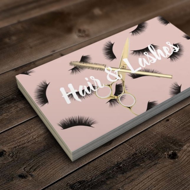 Hair & Lashes Stylist Blush Pink Beauty Salon Business Card (Creator Uploaded)